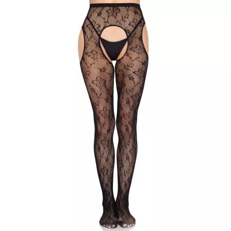 LEG AVENUE - 1967 COLLANTS R&Eacute;SILLE BLOOM NOIRS - TAILLE UNIQUE