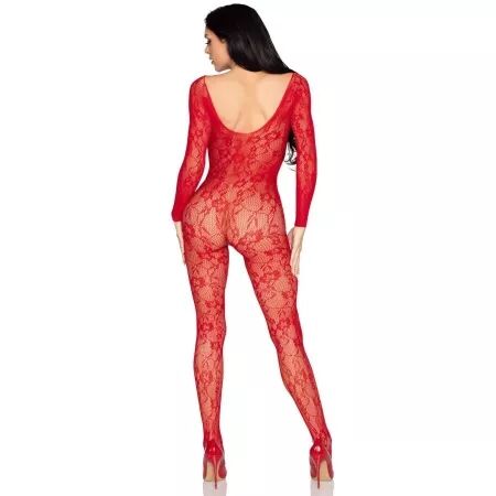 LEG AVENUE - 89366 LINGERIE EN DENTELLE BODYSTOCKING ROUGE - TAILLE UNIQUE