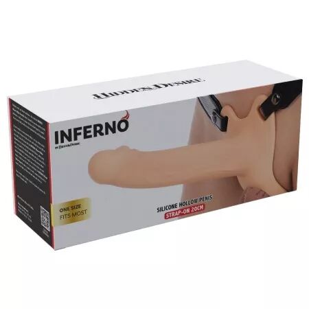 HIDDEN DESIRE - INFERNO MANCHON P&Eacute;NIS AVEC STRAP-ON 20 CM