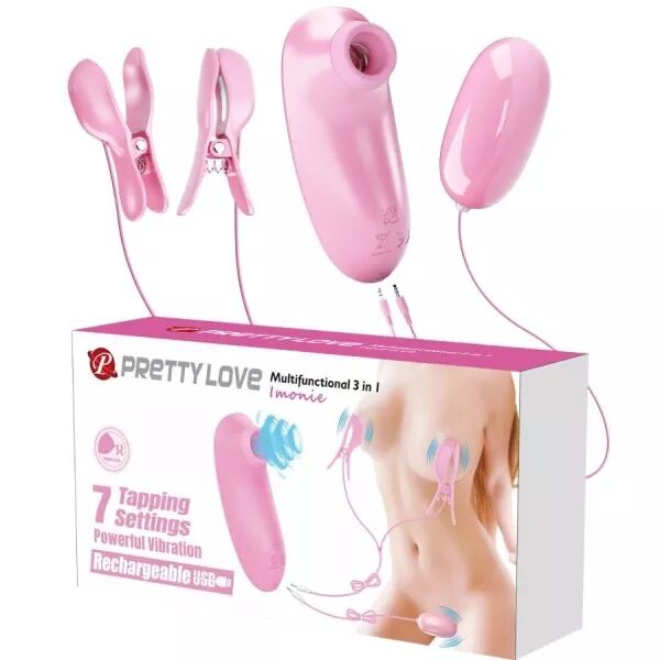 PRETTY LOVE - IMONIE ENSEMBLE MULTIFONCTIONNEL 3 EN 1 AVEC VENTOUSE, T�TONS ET CLITORIS