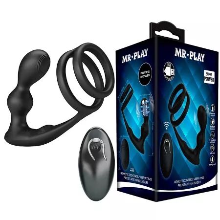 MR PLAY - PLUG ANAL VIBRANT AVEC ANNEAU P&Eacute;NIS ET T&Eacute;L&Eacute;COMMANDE