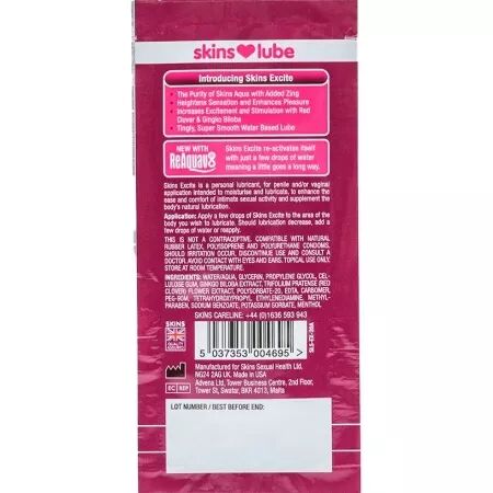 SKINS - EXCITE LUBRIFIANT &Agrave; BASE D'EAU DOSE UNIQUE 5 ML