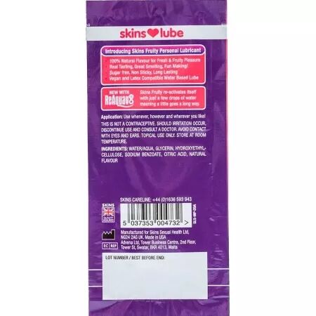 SKINS - LUBRIFIANT FRUIT&Eacute; &Agrave; BASE D'EAU MANGUE ET FRUIT DE LA PASSION DOSE UNIQUE 5 ML
