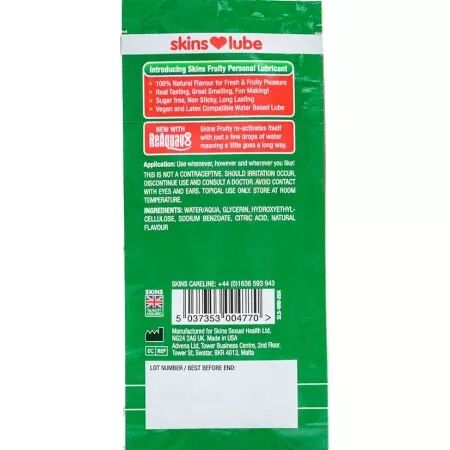 SKINS - LUBRIFIANT FRUIT&Eacute; &Agrave; BASE D'EAU PARFUM PAST&Egrave;QUE DOSE UNIQUE 5 ML