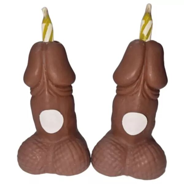 DIABLO PICANTE - BOUGIES CHIFFRES D'ANNIVERSAIRE EN FORME DE P�NIS, TON FONC�, 2 UNIT�S