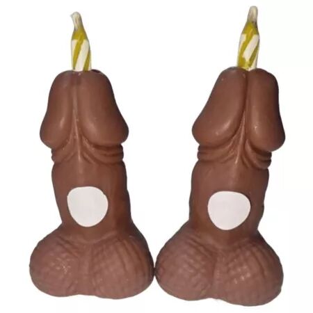 DIABLO PICANTE - BOUGIES CHIFFRES D'ANNIVERSAIRE EN FORME DE P&Eacute;NIS, TON FONC&Eacute;, 2 UNIT&Eacute;S