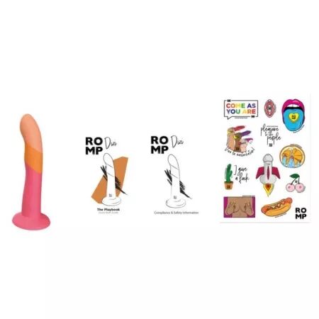 ROMP - DIZI GODEMICHET EN SILICONE AVEC VENTOUSE TRICOL&Eacute; 18 CM