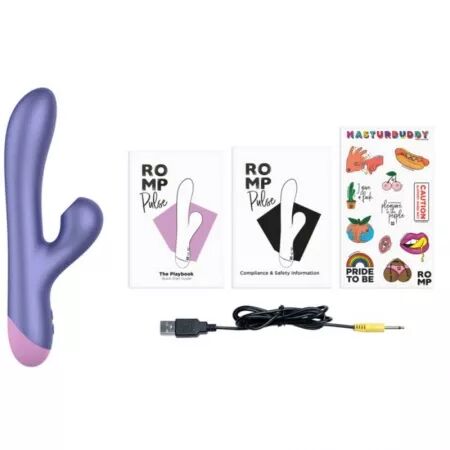ROMP - PULSE VIBRATEUR DOUBLE POINT G RABBIT BLEU &Eacute;LECTRIQUE