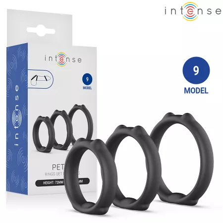 INTENSE - PETER ENSEMBLE DE 3 ANNEAUX P&Eacute;NIS MOD&Egrave;LE 9