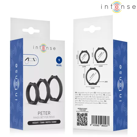 INTENSE - PETER ENSEMBLE DE 3 ANNEAUX P&Eacute;NIS MOD&Egrave;LE 9