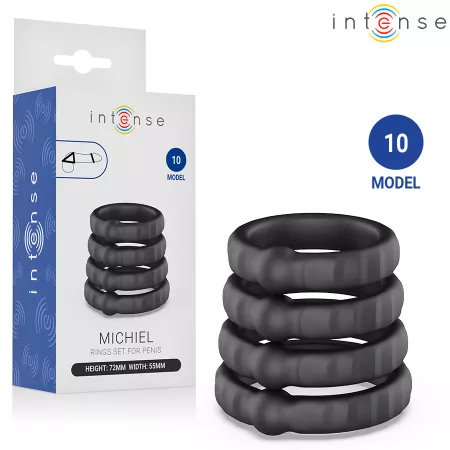 INTENSE - MICHIEL ENSEMBLE DE 4 ANNEAUX P&Eacute;NIS MOD&Egrave;LE 10