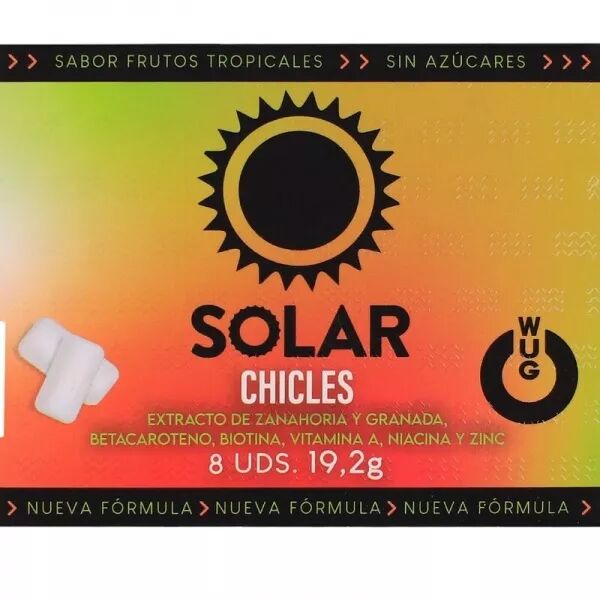 WUG SOLAR - Chewing-gum fonctionnel aux vitamines et au zinc, saveur fruits tropicaux, plaquette thermoform�e de 8 unit�s