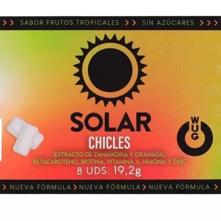 WUG SOLAR - Chewing-gum fonctionnel aux vitamines et au zinc, saveur fruits tropicaux, plaquette thermoform&eacute;e de 8 unit&eacute;s