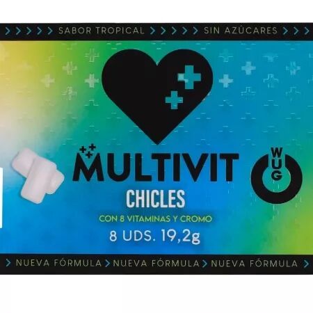 WUG MULTIVIT - GOMME &Agrave; M&Acirc;CHER MULTIVITAMINES FONCTIONNELLES, SAVEUR TROPICALE, PLAQUETTE DE 8 PI&Egrave;CES