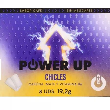 WUG POWER UP ? Chewing-gum fonctionnel &agrave; la caf&eacute;ine et au caf&eacute;, blister de 8 pi&egrave;ces