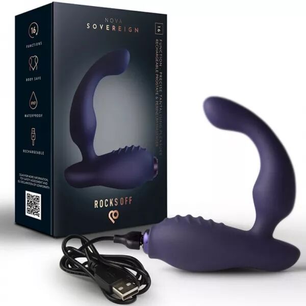 ROCKS-OFF - MINI BAGUETTE RECHARGEABLE 16 FONCTIONS ROSE PIVOINE