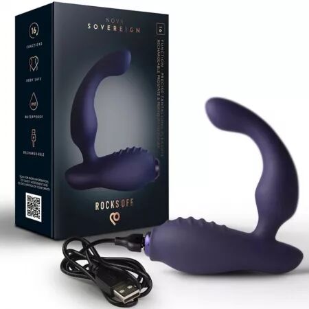 ROCKS-OFF - MINI BAGUETTE RECHARGEABLE 16 FONCTIONS ROSE PIVOINE