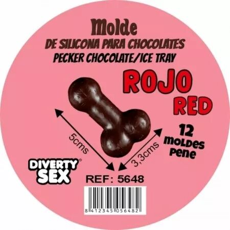 DIABLO PICANTE - MOULE &Agrave; CHOCOLAT AVEC 12 P&Eacute;NIS EN SILICONE &Agrave; SUSPENDRE ROUGE