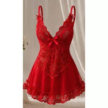 LIVCO CORSETTI FASHION - ENSEMBLE NUIT T-SHIRT + CULOTTE ROUGE 2028 S/M