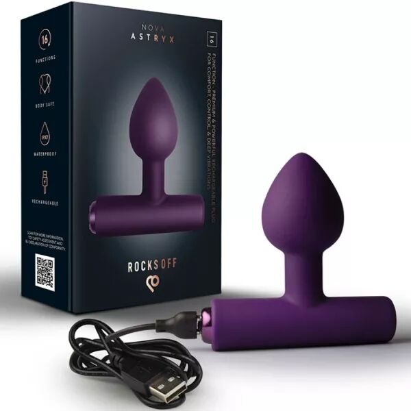 ROCKS-OFF - MINI BAGUETTE RECHARGEABLE 16 FONCTIONS ROSE PIVOINE