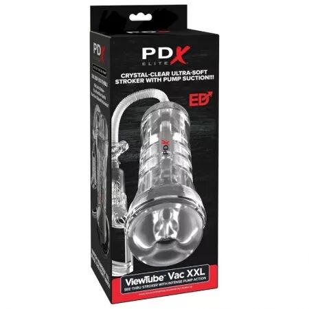PDX ELITE - VIEWTUBE VAC XXL MANGE TRANSPARENTE AVEC POMPE D'ASPIRATION 27,3 CM