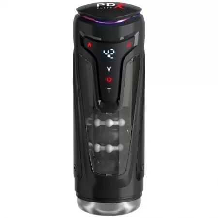 PDX ELITE - MOTO-BATOR PRO MASTURBATEUR &Agrave; POUSSE AUTOMATIQUE VIBRANT ET CHAUFFANT 26,5 CM