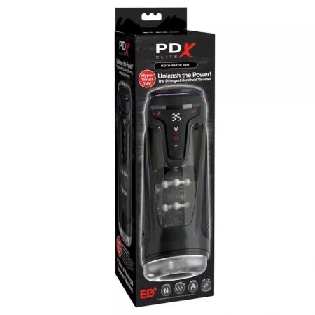 PDX ELITE - MOTO-BATOR PRO MASTURBATEUR &Agrave; POUSSE AUTOMATIQUE VIBRANT ET CHAUFFANT 26,5 CM