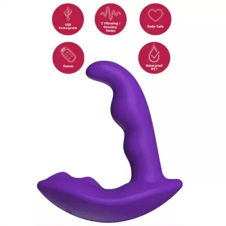 SHE.E.O - STIMULATEUR ANAL VIBRANT ROTATIF AVEC T&Eacute;L&Eacute;COMMANDE VIOLET