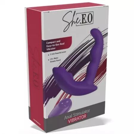 SHE.E.O - STIMULATEUR ANAL VIBRANT ROTATIF AVEC T&Eacute;L&Eacute;COMMANDE VIOLET