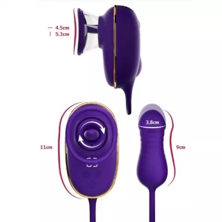 SHE.E.O - SUCCION CLITORIALE AVEC EFFET DE L&Eacute;CHAGE ET STIMULATEUR ANAL VIOLET