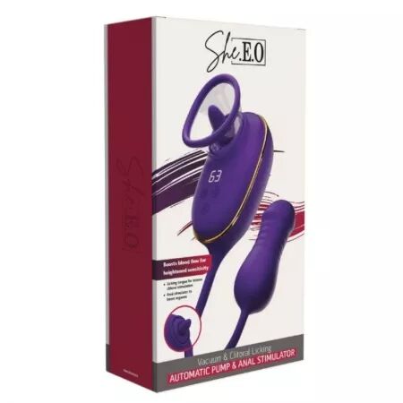 SHE.E.O - SUCCION CLITORIALE AVEC EFFET DE L&Eacute;CHAGE ET STIMULATEUR ANAL VIOLET
