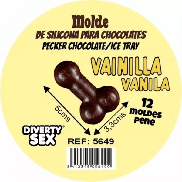 DIABLO PICANTE - MOULE � CHOCOLAT AVEC 12 P�NIS EN SILICONE � SUSPENDRE VANILLE