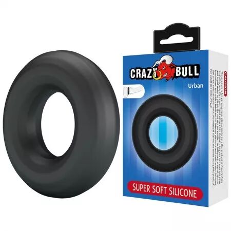 CRAZY BULL - ANNEAU P&Eacute;NAL URBAN EN SILICONE ULTRA DOUX NOIR