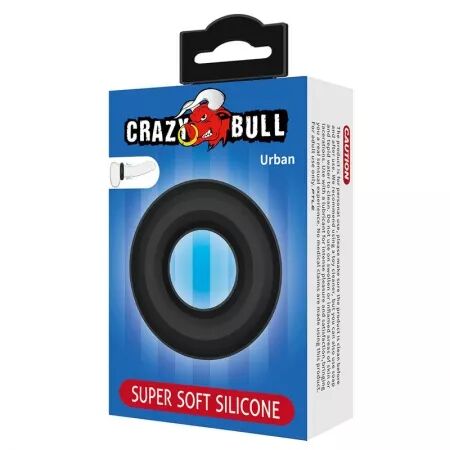 CRAZY BULL - ANNEAU P&Eacute;NAL URBAN EN SILICONE ULTRA DOUX NOIR