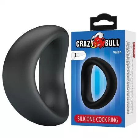 CRAZY BULL - VALEN ANNEAU P&Eacute;NAL ERGONOMIQUE EN SILICONE NOIR