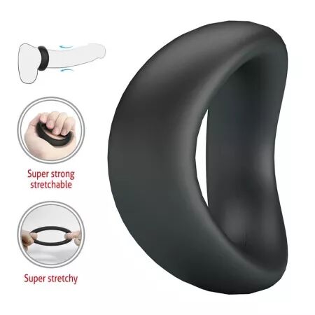 CRAZY BULL - VALEN ANNEAU P&Eacute;NAL ERGONOMIQUE EN SILICONE NOIR