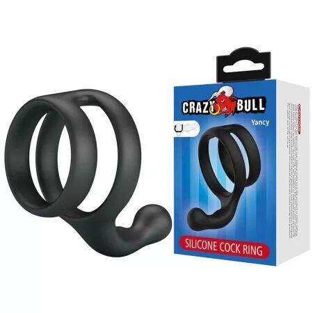 CRAZY BULL - YANCY DOUBLE ANNEAU DE P&Eacute;NIS ET DE TESTICULES NOIR