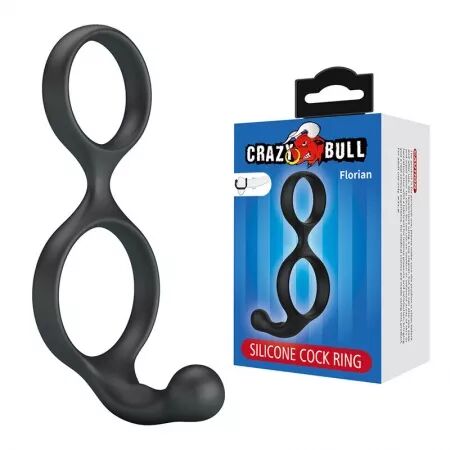 CRAZY BULL - FLORIAN DOUBLE ANNEAU DE P&Eacute;NIS ET DE TESTICULES NOIR