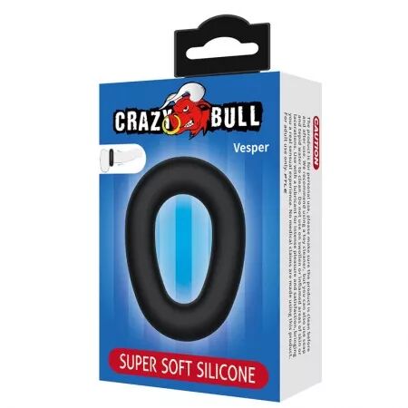 CRAZY BULL - VESPER ANNEAU P&Eacute;NAL EN SILICONE ULTRA DOUX NOIR