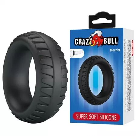 CRAZY BULL - MERRITT ANNEAU P&Eacute;NAL EN SILICONE TEXTUR&Eacute; NOIR