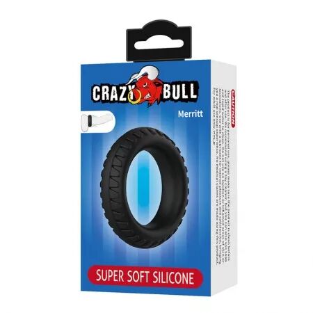 CRAZY BULL - MERRITT ANNEAU P&Eacute;NAL EN SILICONE TEXTUR&Eacute; NOIR