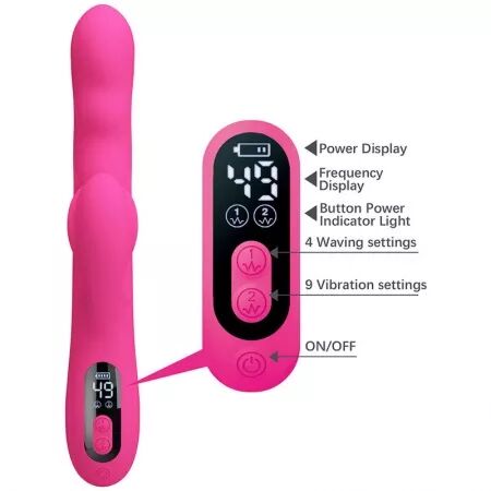 PRETTY LOVE - VIBRATEUR LAPIN MULTIFONCTION WINTERS AVEC AFFICHAGE LED ROSE