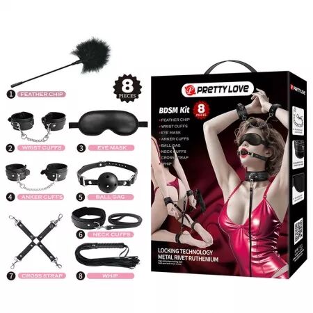 PRETTY LOVE - KIT BDSM 8 PI&Egrave;CES NOIR