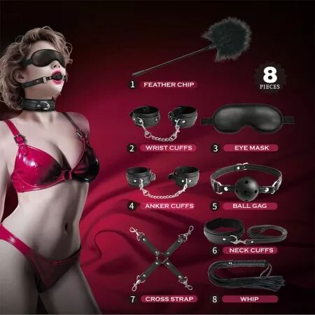 PRETTY LOVE - KIT BDSM 8 PI&Egrave;CES NOIR