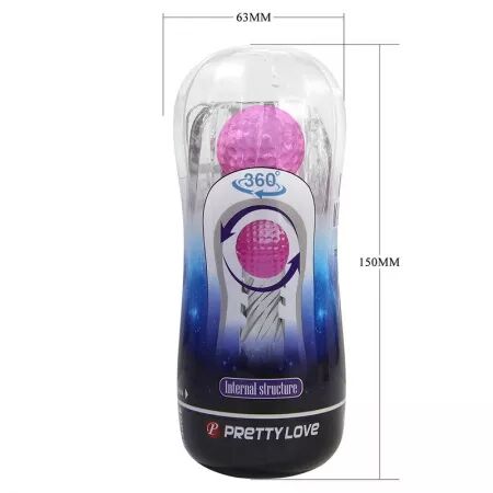 PRETTY LOVE  - COUPE DE MASTURBATION TEXTUR&Eacute;E &Agrave; 360&deg; TRANSPARENTE