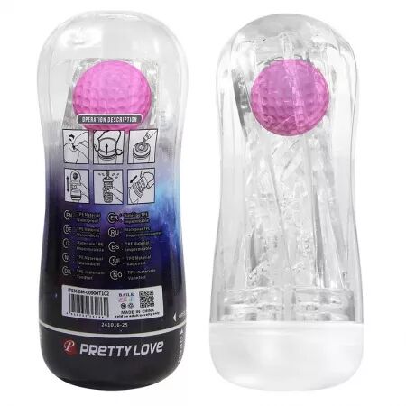 PRETTY LOVE  - COUPE DE MASTURBATION TEXTUR&Eacute;E &Agrave; 360&deg; TRANSPARENTE