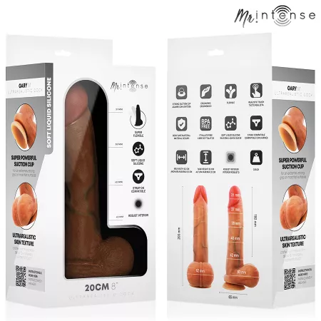 MR INTENSE - GARY M P&Eacute;NIS EN SILICONE ULTRA-R&Eacute;ALISTE AVEC TESTICULES 20 CM -&Oslash;- 4,2 CM