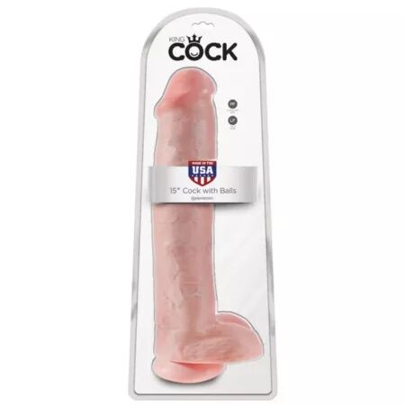 KING COCK - GODEMICHET R&Eacute;ALISTE AVEC TESTICULES ET VENTOUSE 38 CM COULEUR