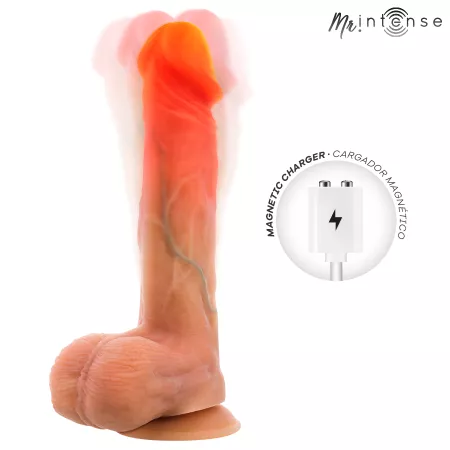 MR INTENSE - LOGAN VIBRATEUR GODEMICHET EN SILICONE AVEC EFFET CHAUFFANT ET T&Eacute;L&Eacute;COMMANDE 20 CM -&Oslash;- 4,1 CM