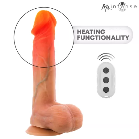 MR INTENSE - LOGAN VIBRATEUR GODEMICHET EN SILICONE AVEC EFFET CHAUFFANT ET T&Eacute;L&Eacute;COMMANDE 20 CM -&Oslash;- 4,1 CM